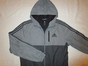 ADIDAS FULL ZIP GRAY HOODED ATHELTIC JACKET MENS MEDIUM EXCELLENT CONDITION
