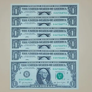 6 ($1) Dollar Bills Uncirculated Sequential (EACH SLEEVED) - Series 2021 (B196) - Picture 1 of 4