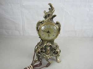 Orologio con cappotto decorativo vintage metallo fuso vittoriano Luigi XV stile francese - Foto 1 di 12