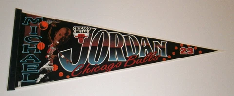 1990's Michael JORDAN caricature pennant Chicago Bulls RARE 30" Cover