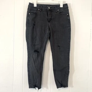 Silver Jeans Womens 30 Jeans Black Denim Distressed Freyed Hem Avery Skinny Crop - Picture 1 of 8
