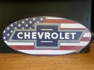 CHEVROLET BOWTIE METAL SIGN 9”Tx20”L NEW WRAPPED PLASTIC FOR MANCAVE-SHOP - Picture 1 of 4