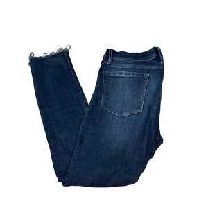Frame Jeans Womens 30 Blue Denim Dark Wash Le Skinny De Jeanne Raw Edge Hem - Picture 1 of 13