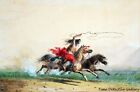 Lassoin Wild Horses par Alfred Jacob Miller -1858 - Impression d'art historique