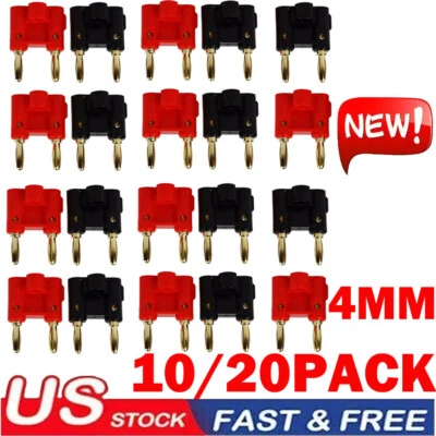 10/20x 4mm Gold Plated Dual Banana Plugs Screw Type Speaker Wire Cable Connector - Image 1 of 4