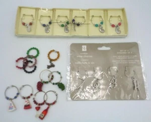 Pier 1 & Others Wine Glass Charms Paisley, Glass Beads, Cheese & Wine, Set of 21 - Picture 1 of 5