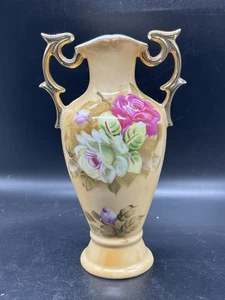 Lefton Heritage Rose Vase 3116 Urnenstil Pfirsich Blumen Doppelhenkel Rosa Rosen - Bild 1 von 7