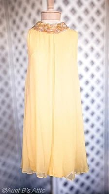 Mini Vestido Lisa Howard Cambio Grito Años 60 De Colección con Superposición de Gasa y Lentejuelas Pequeño Foto 1 de 4