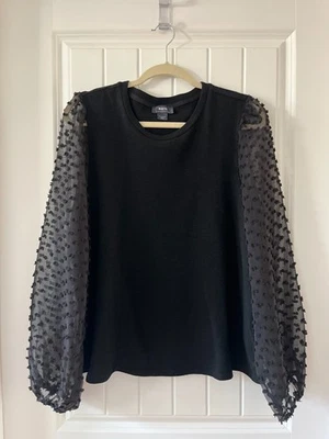 Top Maeve by Anthropologie XL negro lunares manga larga transparente en muy buen estado Foto 1 de 4
