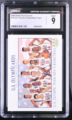 Tarjeta Impel Olympicards 1992 baloncesto olímpico masculino Dream Team CGC 9 como nueva #18 Foto 1 de 2