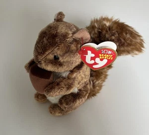 2002 Ty Beanie Baby Nussiges Eichhörnchen braun Waldtier neu mit Etikett - Bild 1 von 7