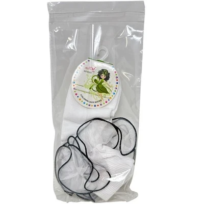 Calcetines cortos con ribete de encaje para niñas talla 8-10 blanco y negro mezcla de algodón Foto 1 de 2