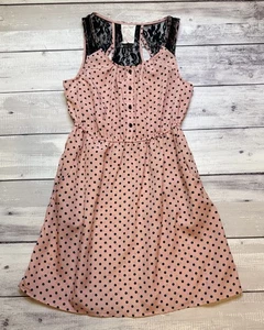 No Boundaries Kleid Damen Medium rosa/schwarz gepunktet schwarz Spitze - Bild 1 von 17