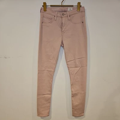 Pantalones de mezclilla Adriano Goldschmied para mujer 26 rosa claro The Farrah ajustados tiro alto AG Foto 1 de 4