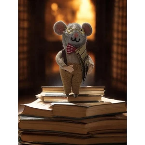 Wollnadel Filz Maus alte Grampa Maus Zeitung lesen Mäuse Deko weich süß - Bild 1 von 4