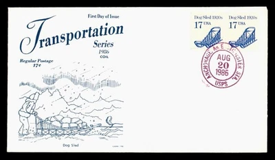 DR WHO 1986 FDC TRANSPORTATION COIL DOG SLEG PAIR GAMM CACHET M58328 - Image 1 of 2