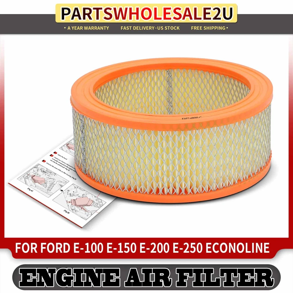 Engine Air Filter for Ford E-150 E-100 E-200 E-250 Econoline Custom Bronco 300 - Image 1 of 4