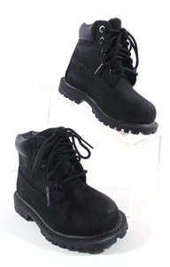 CUTE Timberland Size 5 Baby Toddler Black Work Boots Lace Up Primaloft Insulated - Picture 1 of 9