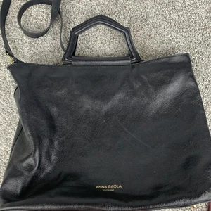 Borsa donna Anna Paola grande nera pelle italiana manico superiore tracolla - Foto 1 di 10