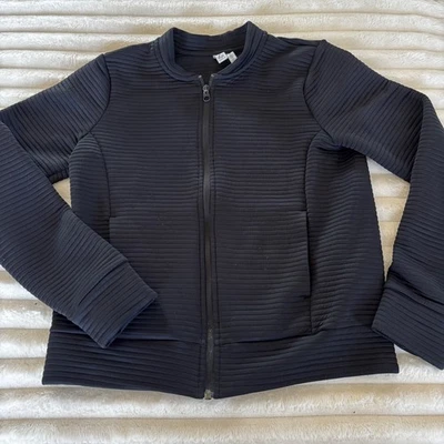 Zella Jacket Full Zip Ribbed Bomber Style Black XS Extra Small Athleisure - Image 1 of 4