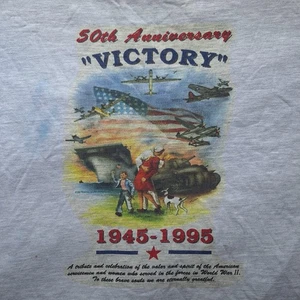 Vintage Victory Shirt Mens XL 50th Anniversary WWII 1945-1995 USA Tee - Picture 1 of 11