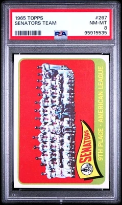 Topps #267 Senators Team Washington Senators 1965 PSA 8 casi nuevo-como nuevo Foto 1 de 2