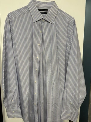 NWOT Saks Fifth Avenue 18/36-37 Slim Fit Shirt Blue Hairline Stripes - Image 1 of 4