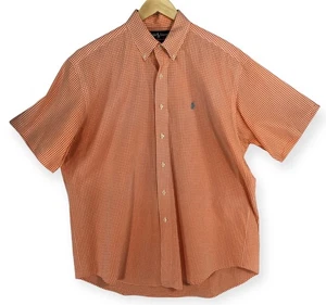 Ralph Lauren Shirt Mens Large Orange Plaid Checks Button Down Short Sleeve Blake - Picture 1 of 12
