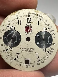 VINTAGE MILAN CHRONOGRAPH WATCH DIAL FOR 23 JEWELS 31.1mm VALJOUX DATE NO RESERV - Picture 1 of 4