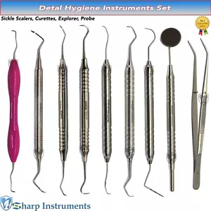 Dental Hygiene Instruments Set-Kit Sickle 204S, Columbia 13/14, UNC 15/23 Probe - Picture 1 of 10