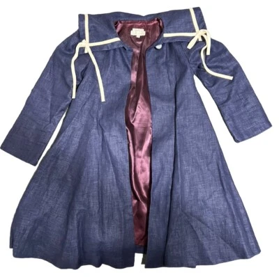 Chaqueta Abrigo Grande De Colección Neiman Marcus Helena Sailor Azul Marino Lino Niñas/Niños Foto 1 de 4