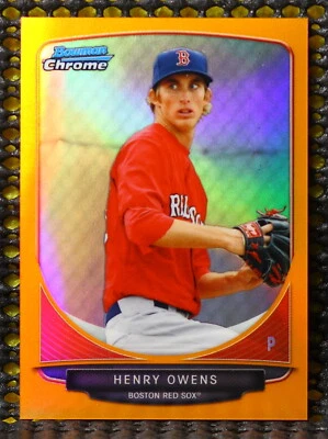 HENRY OWENS  -  2013 BOWMAN CHROME MINI ORANGE REFRACTOR  #ED/15  - Image 1 of 2