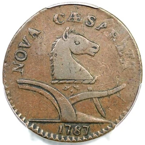 1787 M 34-J R-3 PCGS VF 30 Deer Head Overstruck New Jersey Colonial Copper Coin - Picture 1 of 3