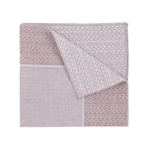 Zilli Brown and Gray Superfine Cotton Pocket Square with Woven Monogram Border - Picture 1 of 4