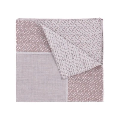 Zilli Brown and Gray Superfine Cotton Pocket Square with Woven Monogram Border - Image 1 of 4