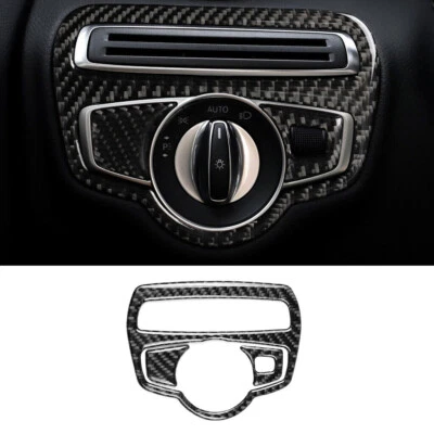 Cubierta de cuadro de interruptor de faros de fibra de carbono para Mercedes Benz Clase C W205  Foto 1 de 4