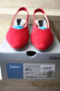 Damenschuh 40 Samtleder rubinrot mit Riemchen wie neu von Gabor - Bild 1 von 3