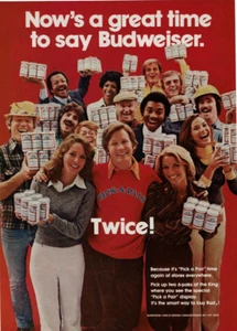 Pubblicità Stampa Vintage 1977 Ora è un ottimo momento per dire Budweiser! Due volte! Scegli una coppia - Foto 1 di 2