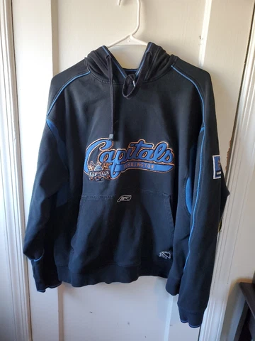 Mens NHL Washington Capitals Hockey Hoodie, Reebok, Sz M, Black W Blue And Gold Cover
