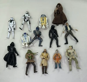 Lot of 13 modern Star Wars action figures  R2D2 Vader Kenobi Jango Kit Imperial - Picture 1 of 8