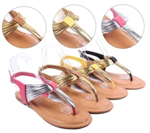 Fashion Casual T-Strap Buckle Faux Leather Sexy Stylish Womens Sandals Gladiator - Picture 1 of 25