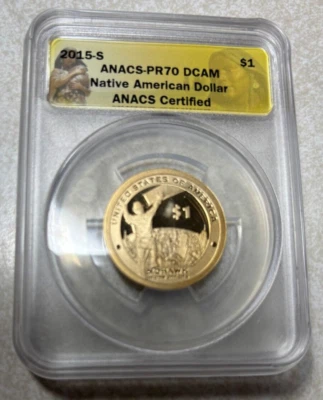 2015-S PROOF SACAGAWEA NATIVE AMERICAN DOLLAR ANACS PR70 DCAM - Image 1 of 4