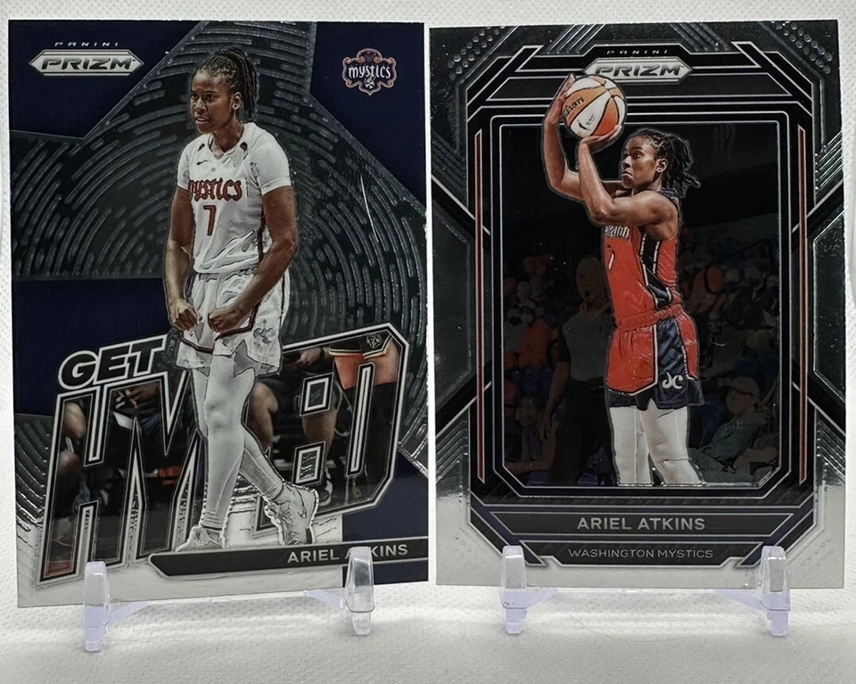 Ariel Atkins 2023 Panini Prizm WNBA #85 Base & #4 Get Hyped Mystics Lot - Image 1 of 2