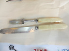 Vintage 1800'S BEAUTIFULLY CARVED & HALLMARKED Faux Bone Handle KNIFE & Fork SET