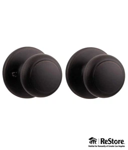 kwikset 488CV 11P CP Cove Knob Venetian Bronze 2 Door Knobs Only (NEW) - Picture 1 of 3
