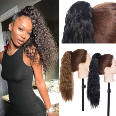 100% Real Thick Drawstring on Ponytail Long Soft Extensions As Human Hair Piece - Image 1 of 4