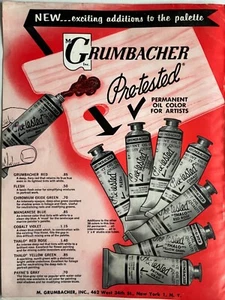 Vintage Grumbacher Oil Paints Original Print Advertising Art Studio Decor - Picture 1 of 6