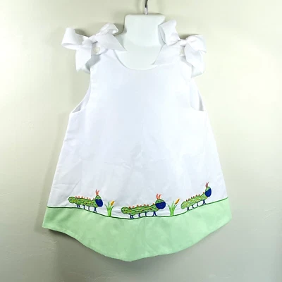 Niñas 3T Rosalina Oruga Vestido Jersey Blanco Lazos en los Hombros Apliques Foto 1 de 4