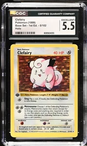 POKEMON CGC 5.5 Clefairy 5/102 1999 Base Set - 1st Edition Rare Holo *4055 - Picture 1 of 3