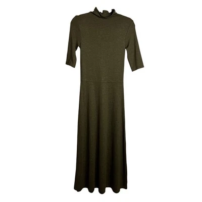 Vestido Vince Manga Codo Cuello Alto Talla XS Tejido Elástico Maxi Verde Oliva NUEVO Foto 1 de 4